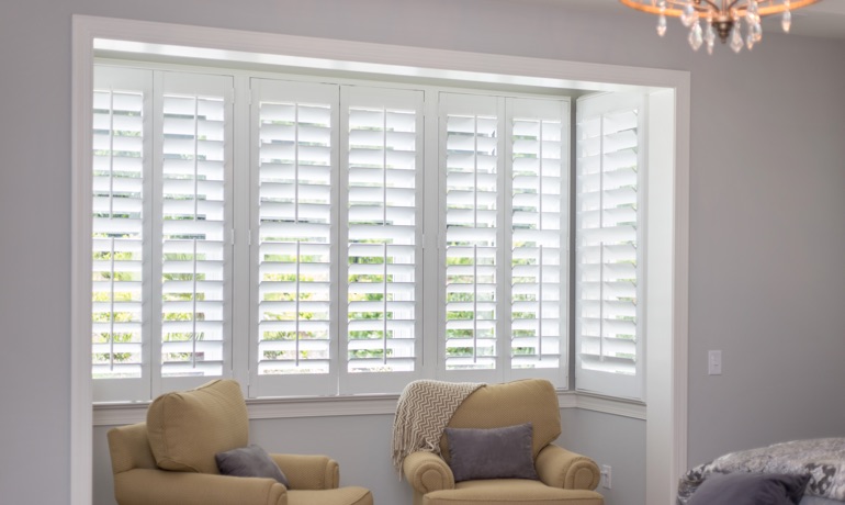 Classic shutters in Salt Lake City bay window